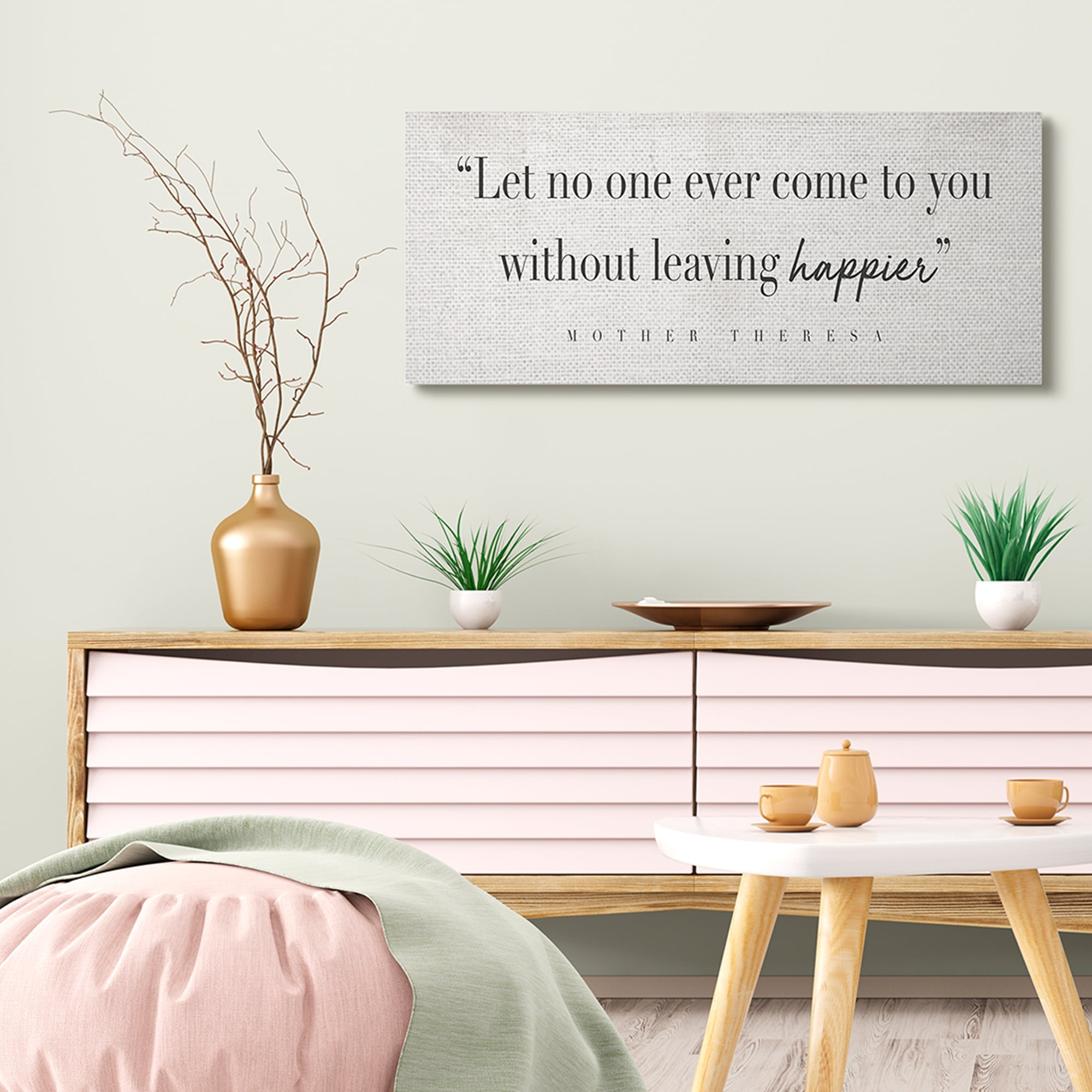 Stupell Industries Without Leaving Happier Phrase Mother Theresa Quote Canvas Wall Art, 17 x 40, Design by Daphne Polselli