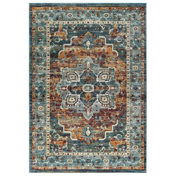 Modway Tribute Diantha Distressed Vintage Floral Vintage Medallion 5x8 Area Rug in Multicolored