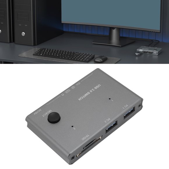 USB Switch Selector, LED Indicator Lights 2 in 4 Out USB 3.0 Switch for Linux for Mouse