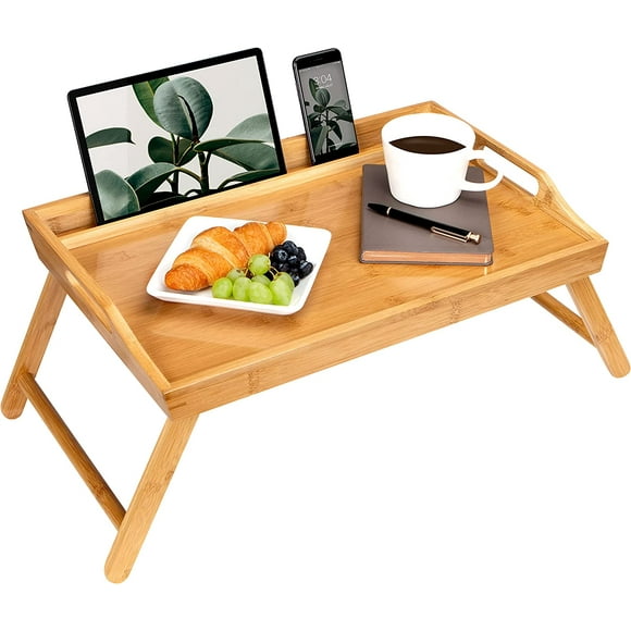 Rossie Home Bed Tray, Lap Desk with Phone Holder - Fits up to 17.3 Inch Laptops and Most Tablets - Natural -