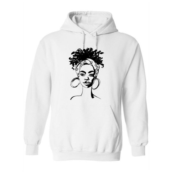 African Young Woman Sketch Hoodie Women -Image by Shutterstock, Female Small