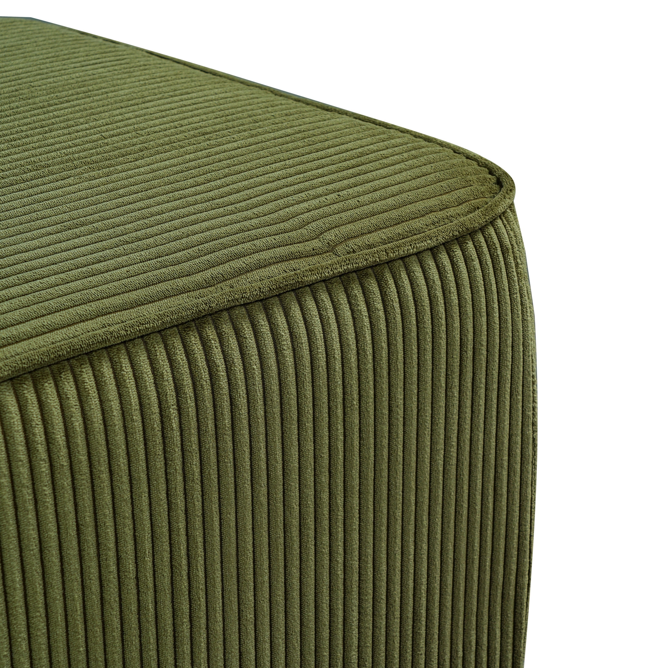 Christopher Knight Home Corduroy Upholstered Square Ottoman, Modular Footrest with Wood Frame, Olive Green