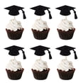 thumbnail image 1 of Topper para cupcakes Leetaivie de 24 piezas con brillo negro para graduación, 1 of 5