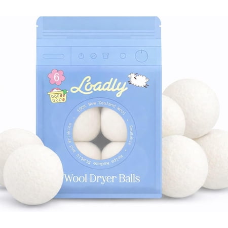 Premium Wool Dryer Balls – XL 6-Pack, 100% New Zealand Wool, Organic & Reusable, Natural Fabric Softener Alternative, Reduces Static, Wrinkles & Drying Time