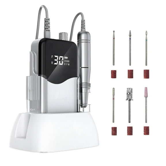 Aorsher Professional Rechargeable Nail Drill, 35000 RPM Electric Nail File, Portable LED Display Nail Tool Kit for Salon and Home Manicure Pedicure