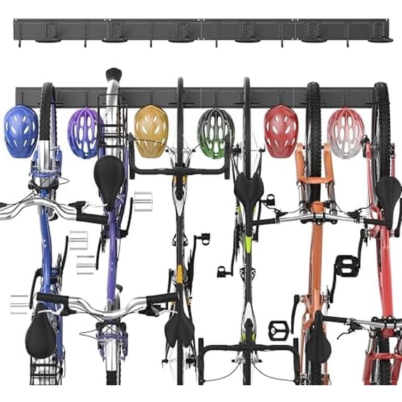 Bike Storage Rack, Wall Mount Bicycle Rack Vertical Bike Hanger for Garage, Home, 6 Bike Racks & 6 Helmet Hooks, Holds Up To 660lbs