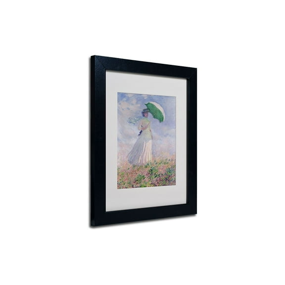 Trademark Fine Art "Woman With a Parasol" Matted Framed Canvas Art by Claude Monet