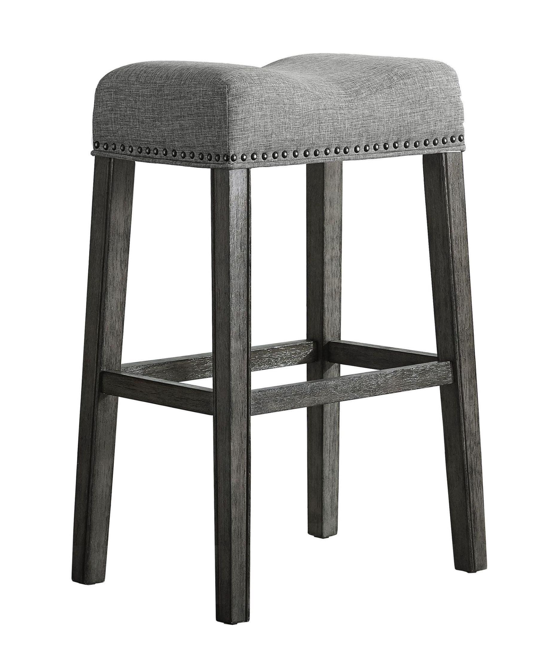 Upholstered Backless Seat Bar Stools 29" height Set of 2, Gray