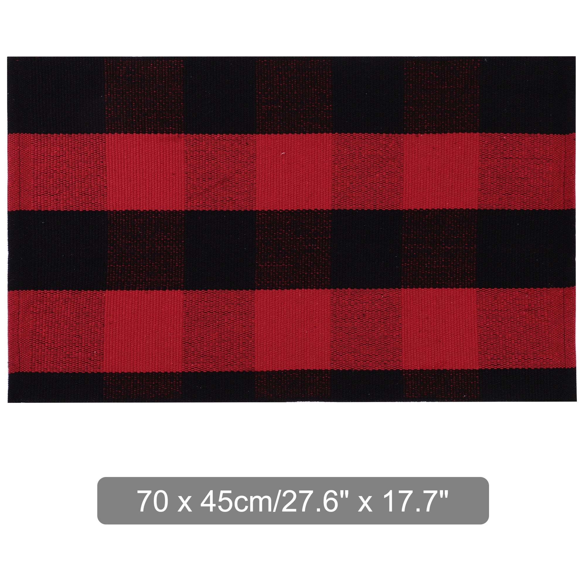 Unique Bargains Cotton Woven Checkered Area Rugs Floor Rug Carpet Mat Red & Black 28"x18"