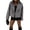 Gray, variant on Women Crop Pea Coat Wool Blend Office Work Lapel Collar Short Winter Jacket Trench Coat Gray M