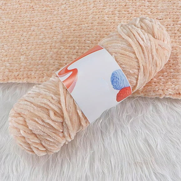 Chenilles Gold Velvet Chunky Yarn Ball - Soft Puffy Polyester for Crochet & Knitting, Crafting Material Kit for Hats Scarves Sweaters, Beige, JKODE
