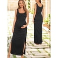 thumbnail image 2 of Split Maternity Dress Sleeveless Long Pregnancy Dress Ruched Maternity Clothes for Women, 2 of 5