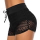 thumbnail image 4 of Yuarrent Pantalones cortos de baño de cintura alta de verano para mujer, pantalones cortos para tomar el sol, encaje Sexy transparente, ropa Type2 NO2, 4 of 6
