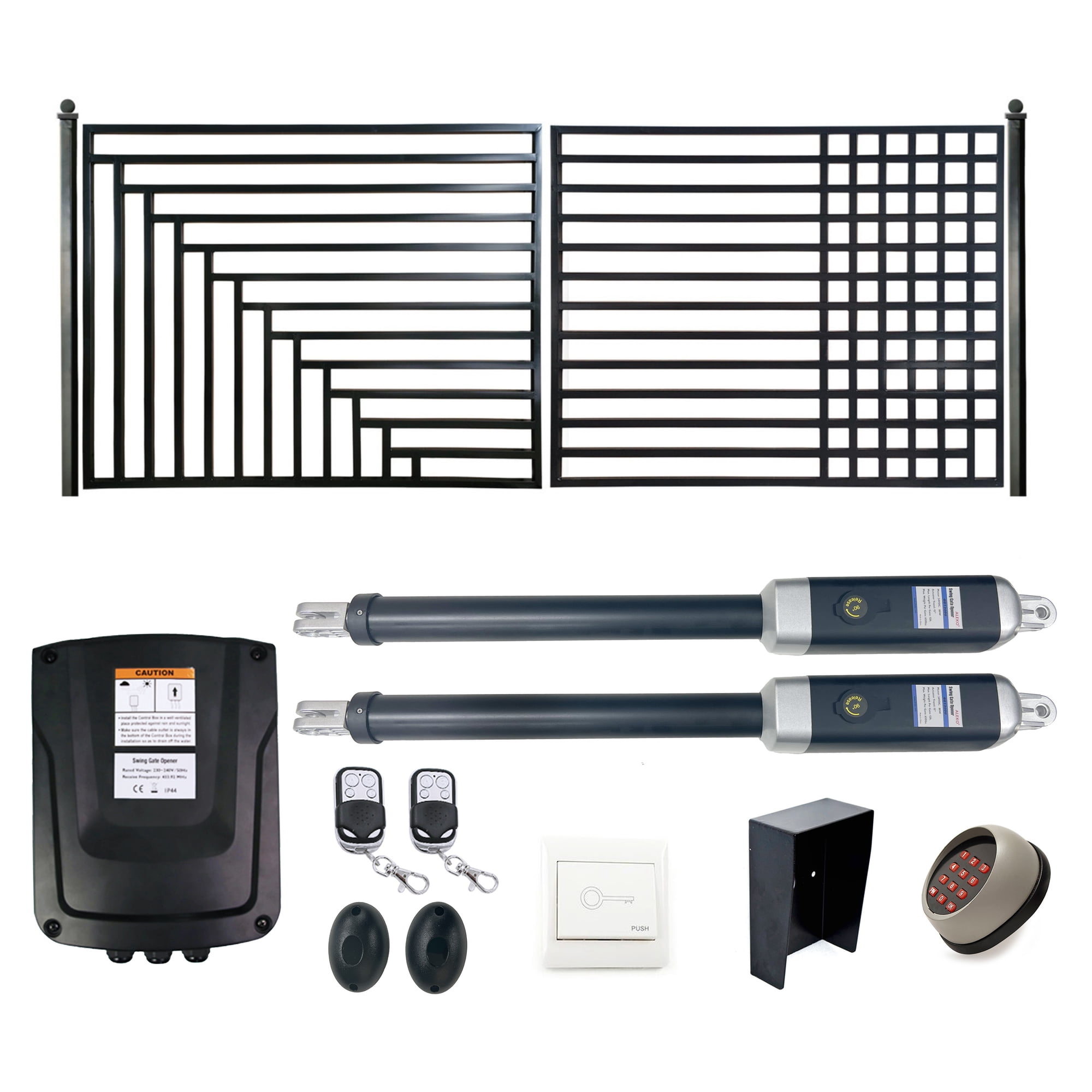 ALEKO Kyiv Style 18 x 6 feet Steel Dual Swing Garden Driveway Gate with Opener