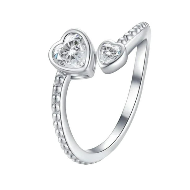 pstuiky Anillo ajustable con piedra natal, anillo de pareja con corazón y constelaciones, joyería de cumpleaños