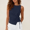 thumbnail image 6 of jjayotai Cotton Linen Tank Tops for Women Tie Wrap Sleeveless Ruched Boatneck Shirts Casual Summer Beach Going out Tops, 6 of 6