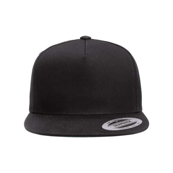 Yupoong Y6007 Adult 5-Panel Cotton Twill Snapback Cap - Black