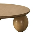thumbnail image 3 of Benjara Cid Nysa 48 Inch Coffee Table, Round, Brown Solid Rubberwood, 3 Oval Legs, 3 of 6
