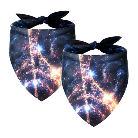 PhooArto Music Notes Glaxy Dog Bandanas 2 Pack Soft Washable Pet Scarf Triangle for Large Dogs Puppies and Cats