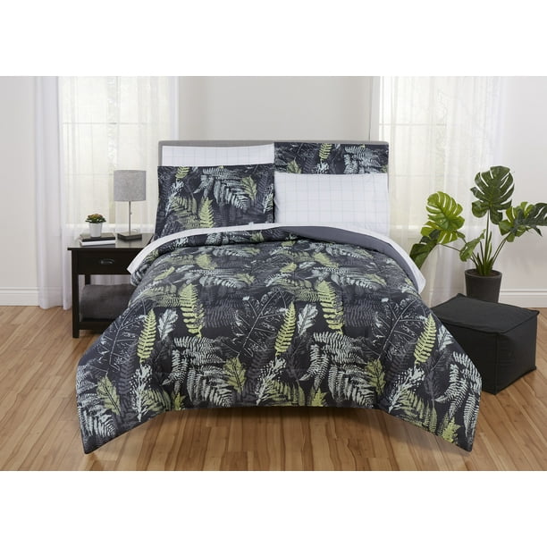Mainstays Reversible Tropical Camo 5Piece Bed in a Bag Bedding Set
