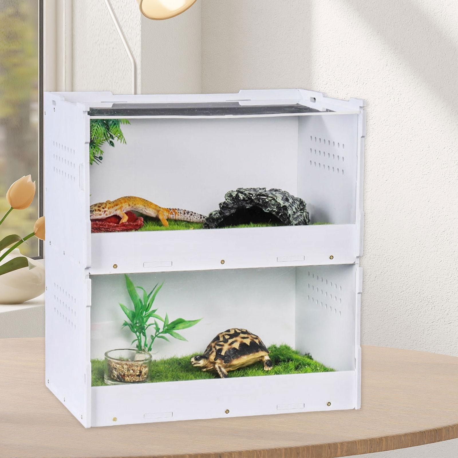 Bvdfgk Multi-Purpose Reptile Terrarium Tank, Reptile Feeder Box with Ventilation Holes, L