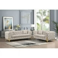 thumbnail image 7 of Pemberly Row Modern Loveseat Made with wood & Gold plated Legs in Light Gray, 7 of 7