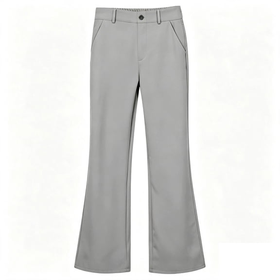 XFeng Kids High Waist Gray Flare Suit Pants Elastic Back Waist Back To School Dress Trousers