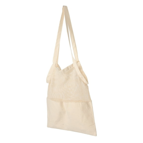 TEHAUX Beige Cotton Mesh Produce Bag Large Capacity Reusable Grocery Tote for Traveling and Storage