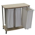 thumbnail image 4 of Household Essentials 3-Bag Laundry Sorter, Smooth Woodgrain Laminate Shelving, Sturdy Steel Frame, Wheeling and Stationary Feet Options, Washable Linen Laundry Bags, Light Ash, 4 of 9