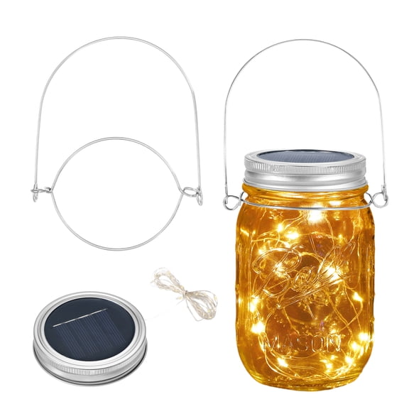 Solar Mason Jar Lantern, 20 LED Mason Jar Lights with Hanger Waterproof Fairy Lights Outdoor for Patio Balcony Garden Yard Wedding Decor IP44, Warm light