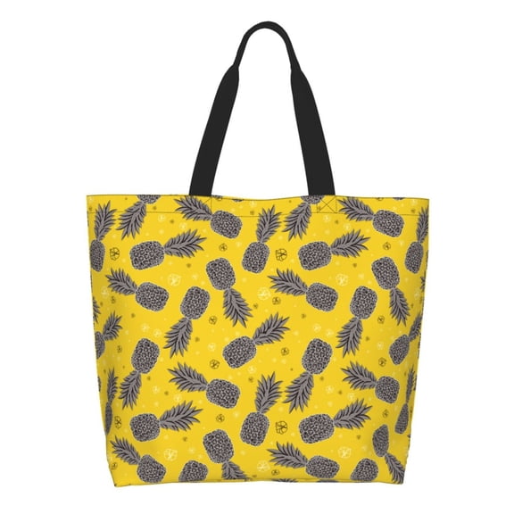 Honeii Summer Pineapple Print Tote Bag for Women, Foldable Tote Bag Large Shoulder Bag Top Handle Handbag for Travel, Work