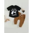 thumbnail image 2 of Bagilaanoe 2Pcs Newborn Baby Boys Mother's Day Outfits Letters Print Short Sleeve T-shirt Tops + Trousers 6M 12M 18M 24M Infant Long Pants Set, 2 of 9