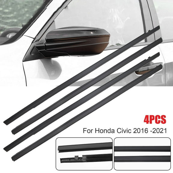 YeulionCraft 4Pcs Weatherstrip Window Moulding Trim Seal Belt Compatible with Honda Civic 2016-2021