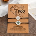 thumbnail image 3 of 2pcs Halloween Ghost BOO Card Adjustable Braided Bracelet For Men Women Party Favors, 3 of 5