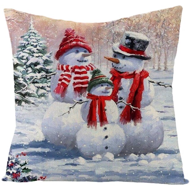 Teissuly Christmas Cotton Linen Sofa Car Home Waist Cushion Cover Throw Case 45*45 Teissuly WER202311215542
