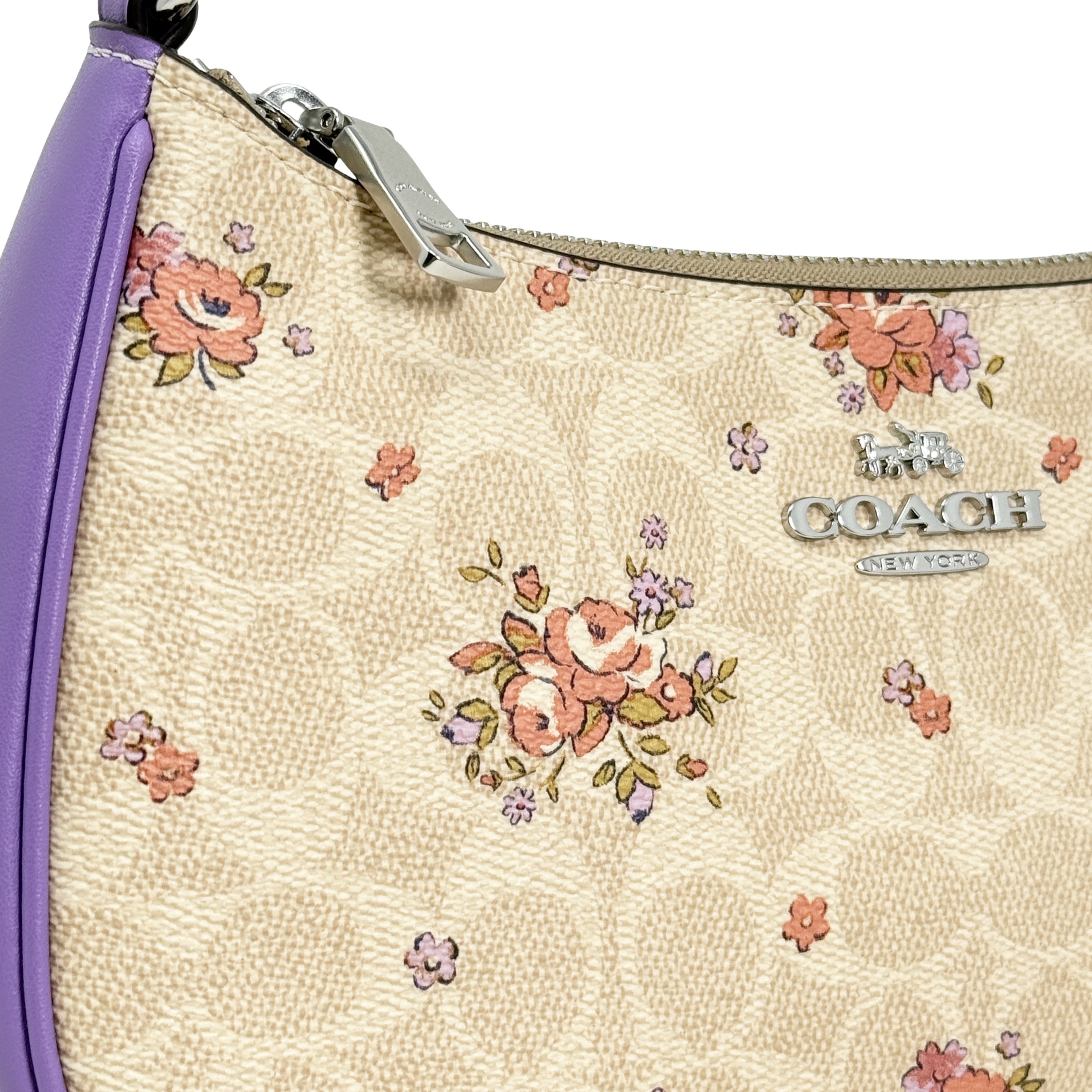 Coach Women's Teri Small Shoulder Bag in Signature Canvas with Floral Print (Sand Multi)