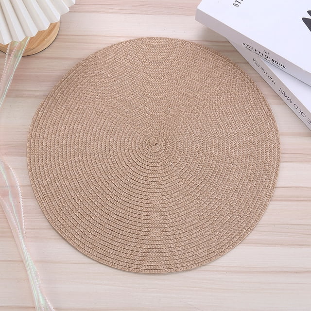 Posavasos redondo de polipropileno tejido para mesa de comedor, con aislamiento térmico, tejido simple, retro, ligero y lujoso