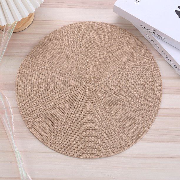 Posavasos redondo de polipropileno tejido para mesa de comedor, con aislamiento térmico, tejido simple, retro, ligero y lujoso
