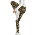 thumbnail image 4 of COEQINE Leopard Print Khaki Girls Sport Leggings Buttery Soft Yoga Legging High Waist Pants for Jogging Gym School, for 6-7 Years Kids, 4 of 7