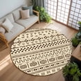 thumbnail image 3 of 7ft Round Rug, Abstract Boho Non-Skid Rubber Backing Large Area Rugs - Living Room Bedroom Home Office, Modern African Ethnic Geometric Beige Indoor Floor Mat Carpets Washable Rug, 3 of 9