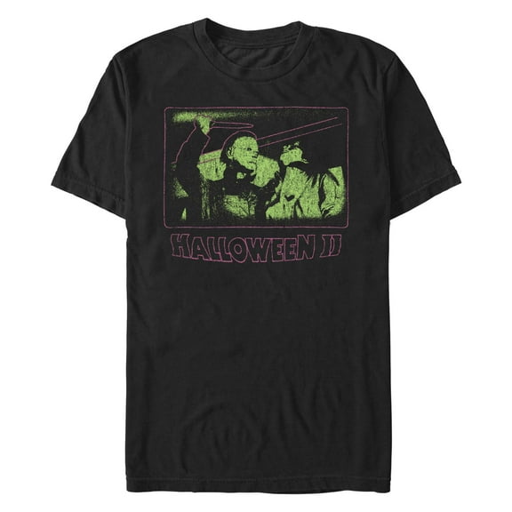 Men's Halloween Michael Myers Green Portrait Graphic T-Shirt