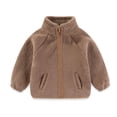thumbnail image 2 of CYRBOKO Girls Fleece Jackets, Long Sleeve Zip Up Thermal Stand Collar Winter Outerwear Khaki Size 3-4 T, 2 of 5
