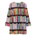 thumbnail image 3 of Bookworm Antique Book Library, Vintage Book Shelf Loose Dress Evening Dress Summer Dresses for Women Luxury Dress Long Sleeved Dress, 3 of 4