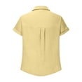 thumbnail image 6 of STETMN Women's Cotton Gauze Blouse Casual Roll Short Sleeve Shirt Collared Button Down Shirts with Pockets for Officewear, 6 of 6