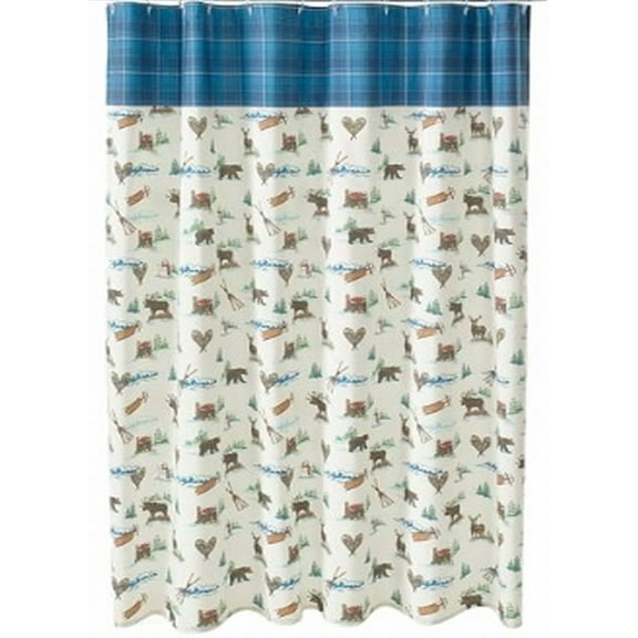 St Nicholas Square Christmas Cabin Deer Bear & Snowman Shower Curtain Holiday