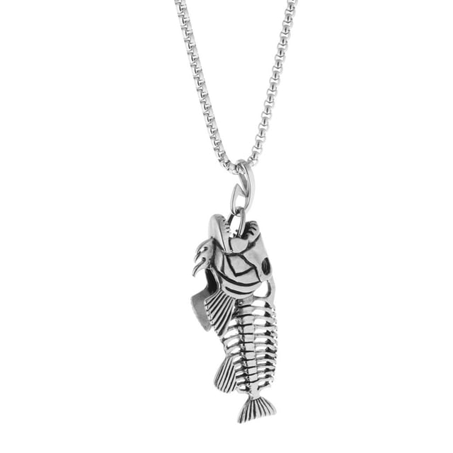 Colgante De De Pescado Charm Collar de material acero Inoxidable Cadena Mujeres Hombres Joyería De Moda plata Yinane collar de los hombres