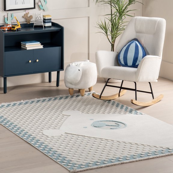 nuLOOM Cecelia Polar Bear Kids Fringe Area Rug, 3' x 5', Cecelia Baby Blue