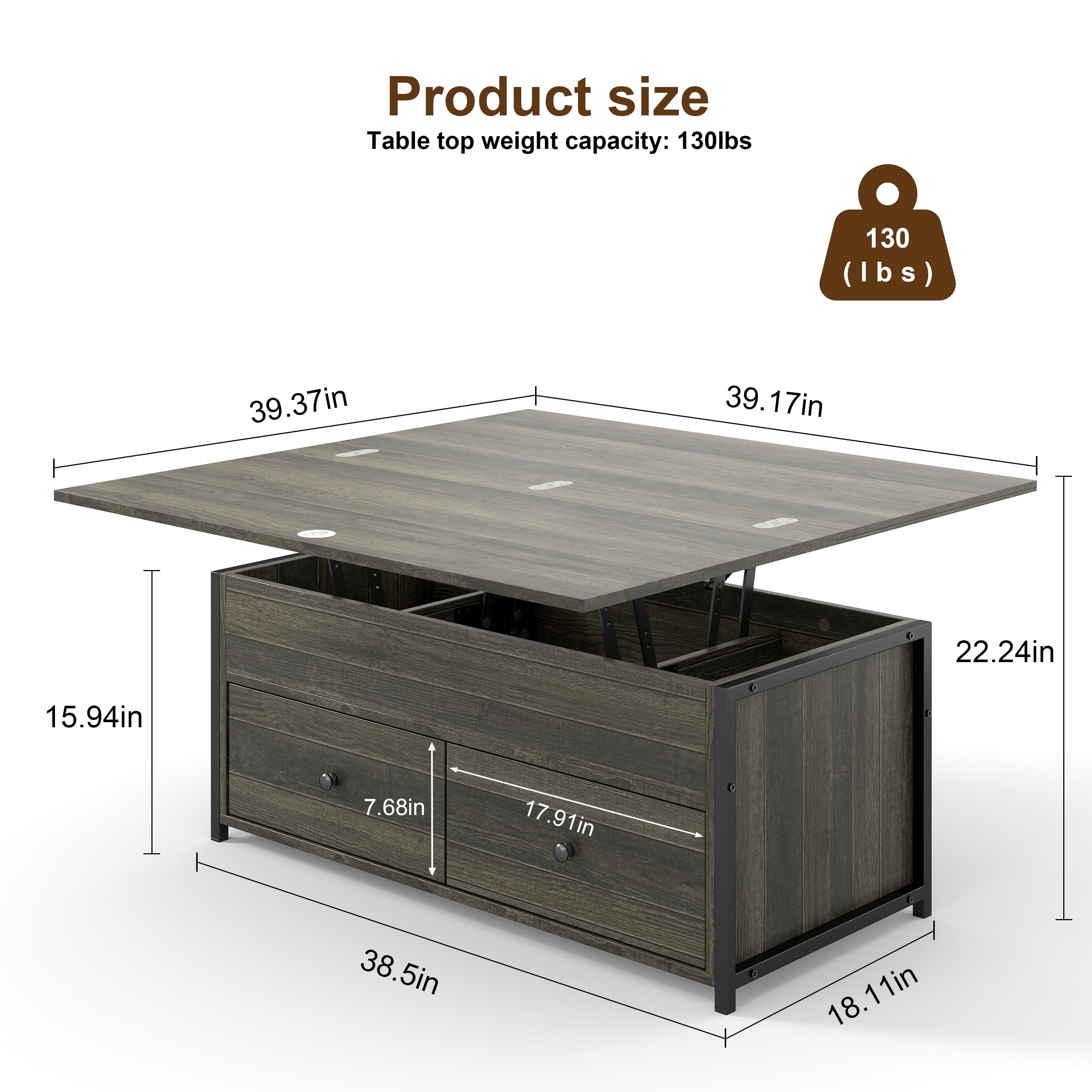 Manora Lift Coffee Table Manora Coffee Table Contemporary Storage Chipboard Coffee Table with One Coffee Table, Gray