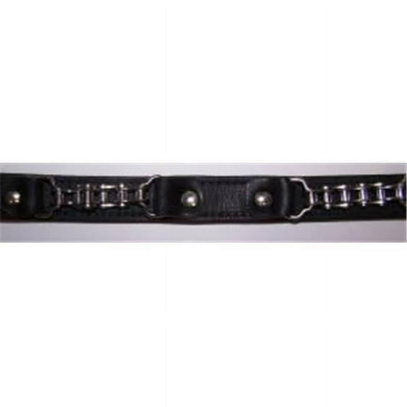 No.6064BK22 Leather Latigo Chain Dog Collar - Black - 22in x 1in