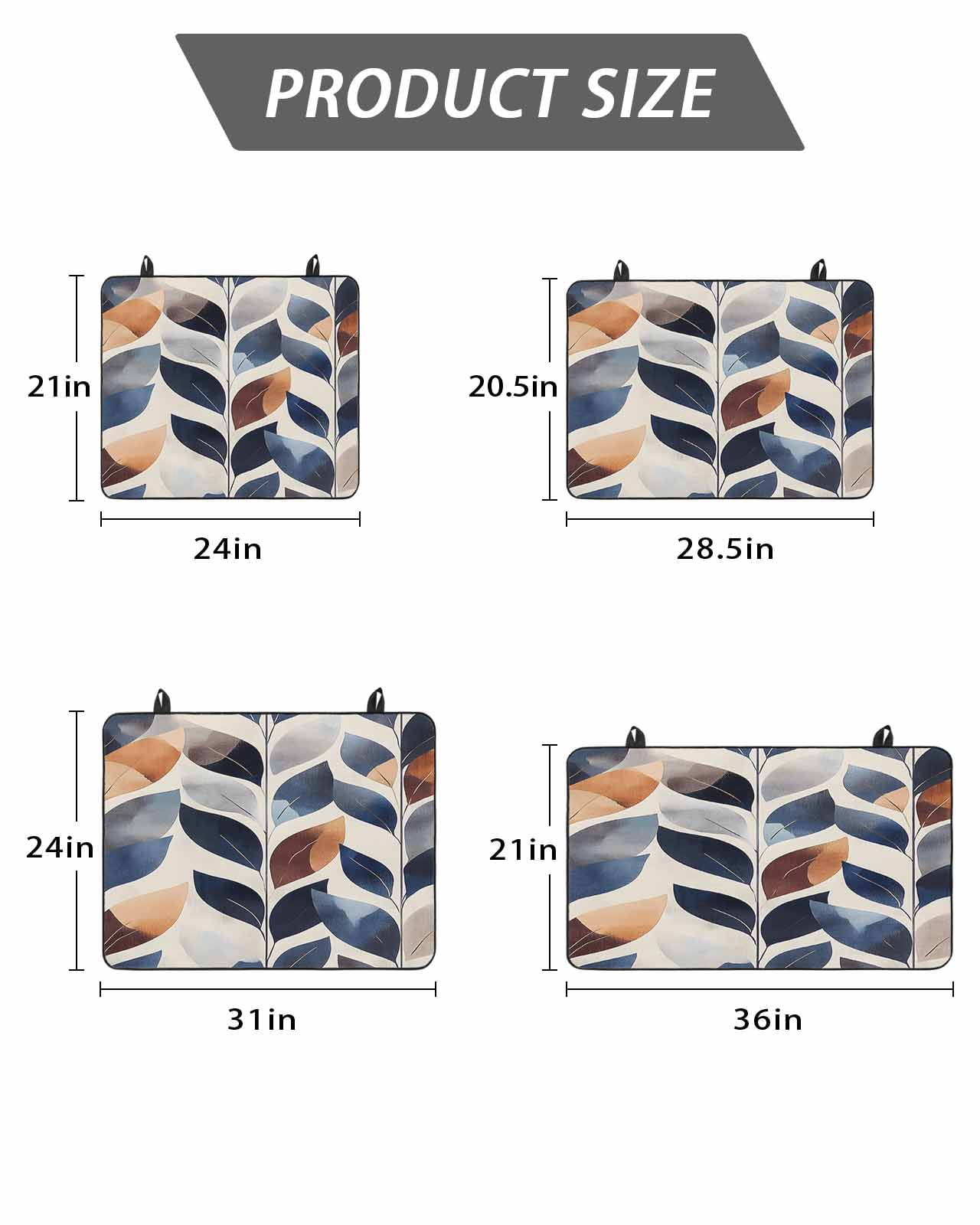 Stove Top Covers for Electric Stove, Navy Blue Burnt Orange Glass Stovetop Cover Protector, Botanical Palm Leaf Abstract Induction Cooktop Protector Oven Mat for Kitchen Countertop 24"x21"